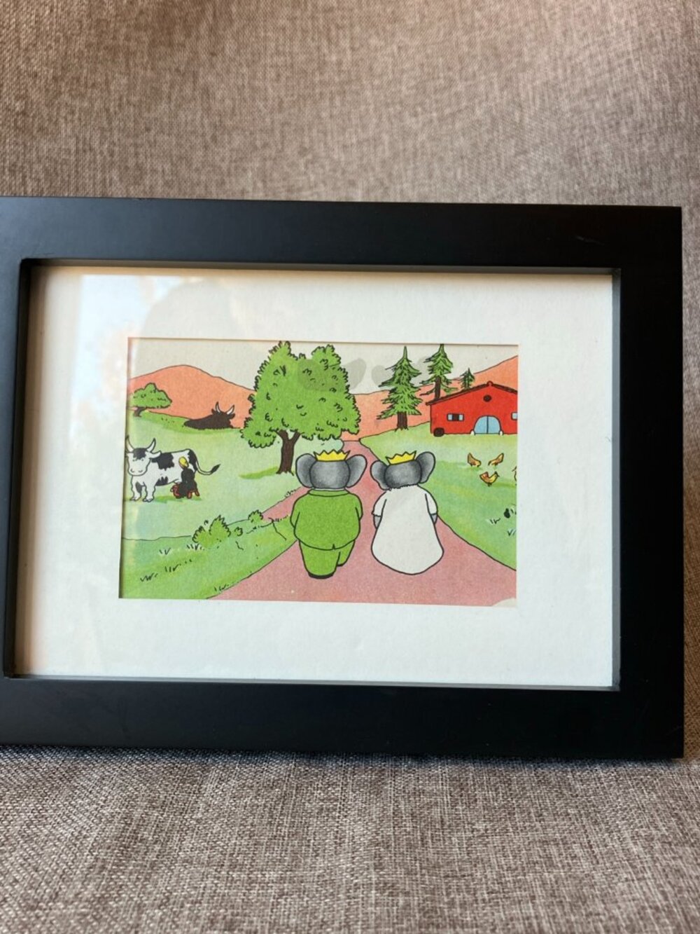 Share Babar, Original 1938 Ephemera, by Jean De Brunhoff , 6”x8” Framed